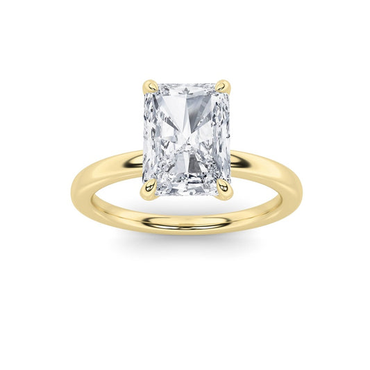 4CTW Radiant Shaped Lab Grown Diamond Classic Solitaire Ring in 14K Gold (F/VS)