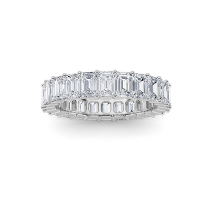 3CTW Emerald Shaped Lab Grown Diamond Split Prong Eternity Ring in 14K Gold (F/VS)