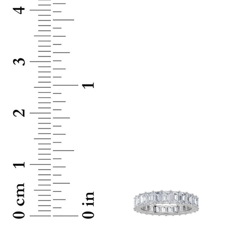 5.25CTW Emerald Shaped Lab Grown Diamond Split Prong Eternity Ring in 14K Gold (F/VS)