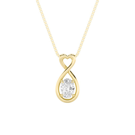 1CTW Oval Shaped Lab Grown Diamond (G/VS) Fancy Solitaire Pendant in 14K Gold