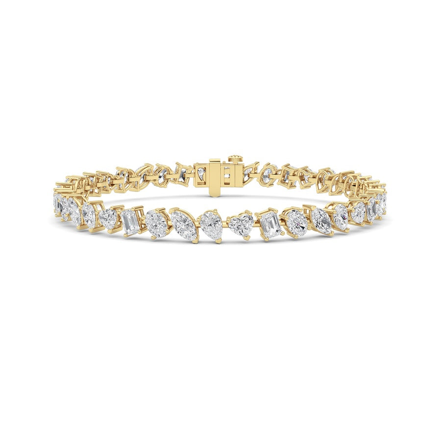 8CTW Mix Shaped Lab Grown Diamond (F/VS) Bracelet in 14K Gold