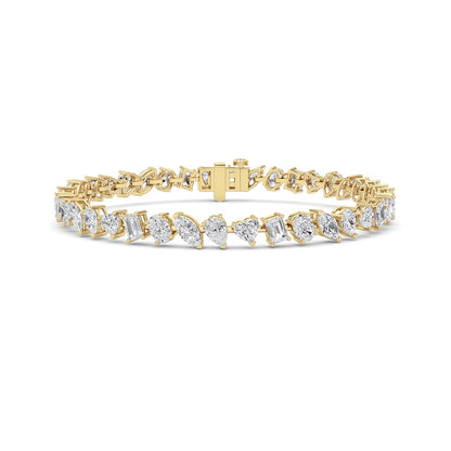 8CTW Mix Shaped Lab Grown Diamond (F/VS) Bracelet in 14K Gold