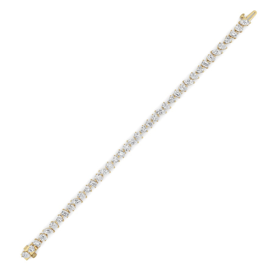 8CTW Mix Shaped Lab Grown Diamond (F/VS) Bracelet in 14K Gold