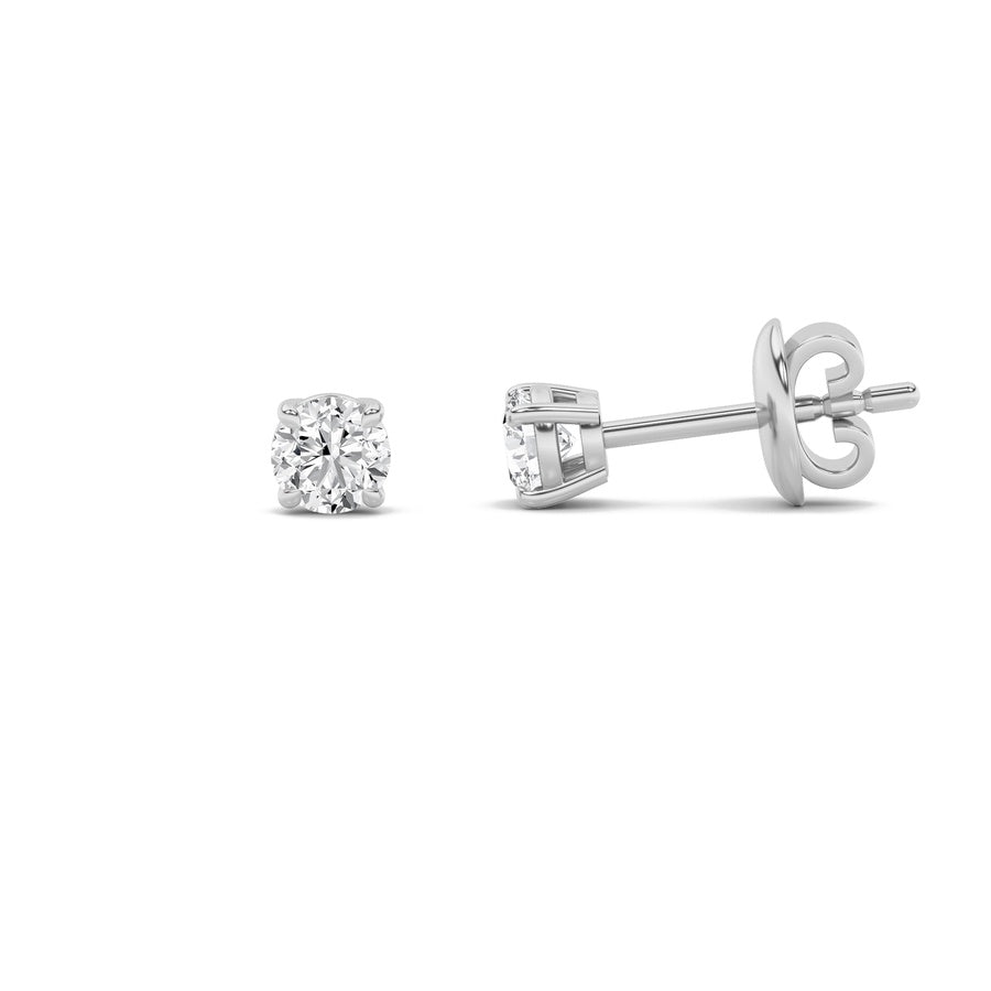 5CTW Round Shaped Lab Grown Diamond (F/VS) Classic Basket Set Stud Earrings in 14K Gold