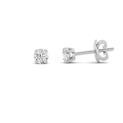 5CTW Round Shaped Lab Grown Diamond (F/VS) Classic Basket Set Stud Earrings in 14K Gold