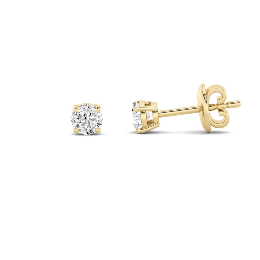 5CTW Round Shaped Lab Grown Diamond (F/VS) Classic Basket Set Stud Earrings in 14K Gold
