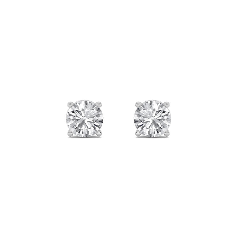 2CTW Round Shaped Lab Grown Diamond (F/VS) Hidden Halo Stud Earrings in 14K Gold