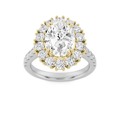 4CTW Oval Shaped Lab Grown Diamond (F/VS) Bold Classic Engagement Ring in 14K Gold