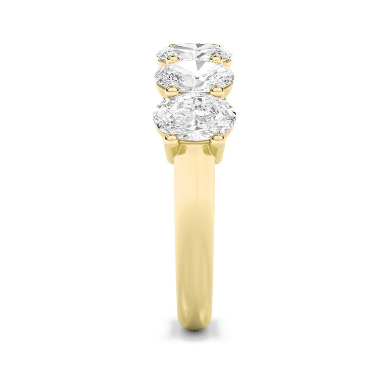 3CTW Oval Shaped Lab Grown Diamond (F/VS) Seven Stone Band Ring in 14K Gold