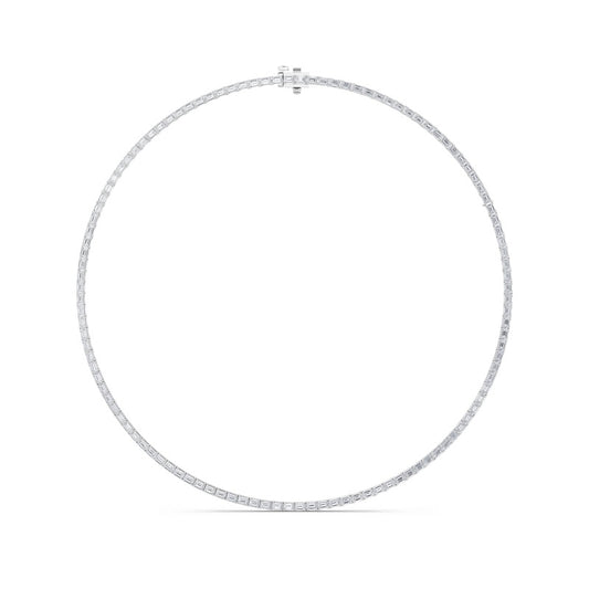 34CTW Emerald Shaped Lab Grown Diamond Tennis Necklace in 14K Gold (F/VS)