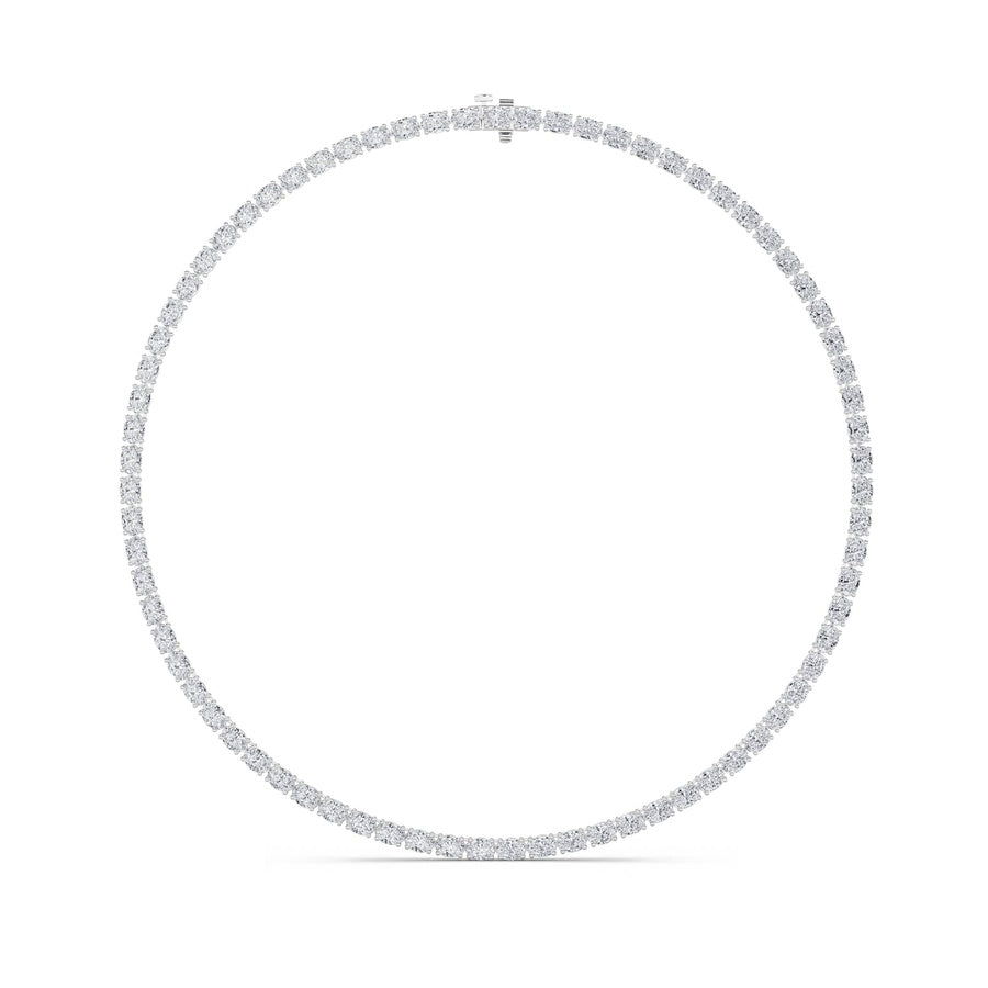 12CTW Oval Shaped Lab Grown Diamond (F/VS) Necklace in 14K White Gold