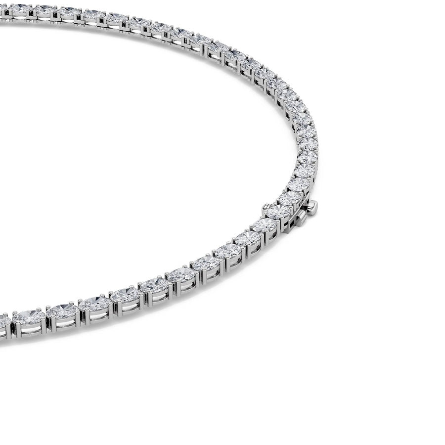 12CTW Oval Shaped Lab Grown Diamond (F/VS) Necklace in 14K White Gold