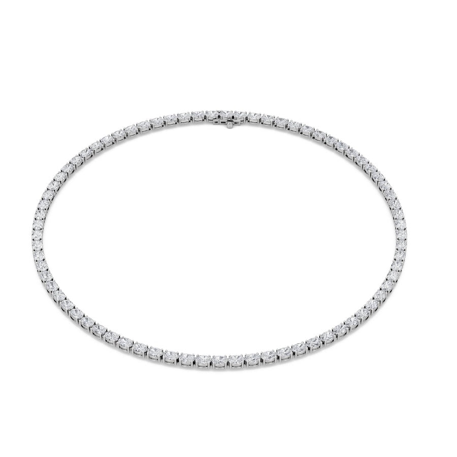 12CTW Oval Shaped Lab Grown Diamond (F/VS) Necklace in 14K White Gold