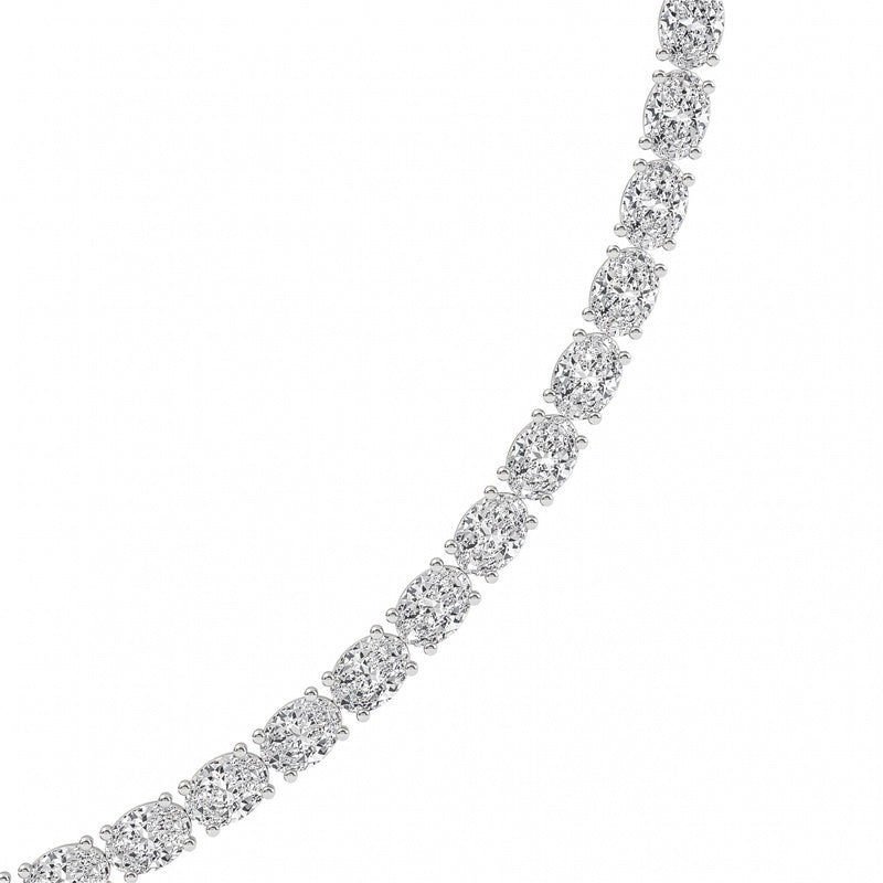 36CTW Oval Shaped Lab Grown Diamond Tennis Necklace in 14K Gold (F/VS)