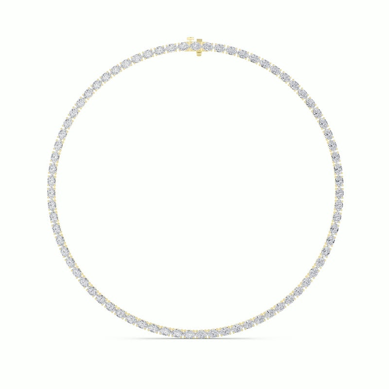 36CTW Oval Shaped Lab Grown Diamond Tennis Necklace in 14K Gold (F/VS)