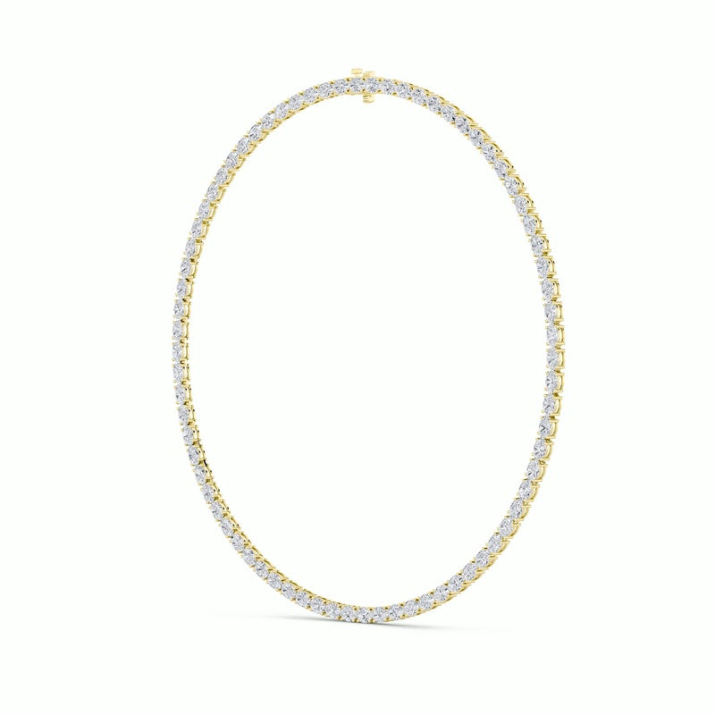 36CTW Oval Shaped Lab Grown Diamond Tennis Necklace in 14K Gold (F/VS)