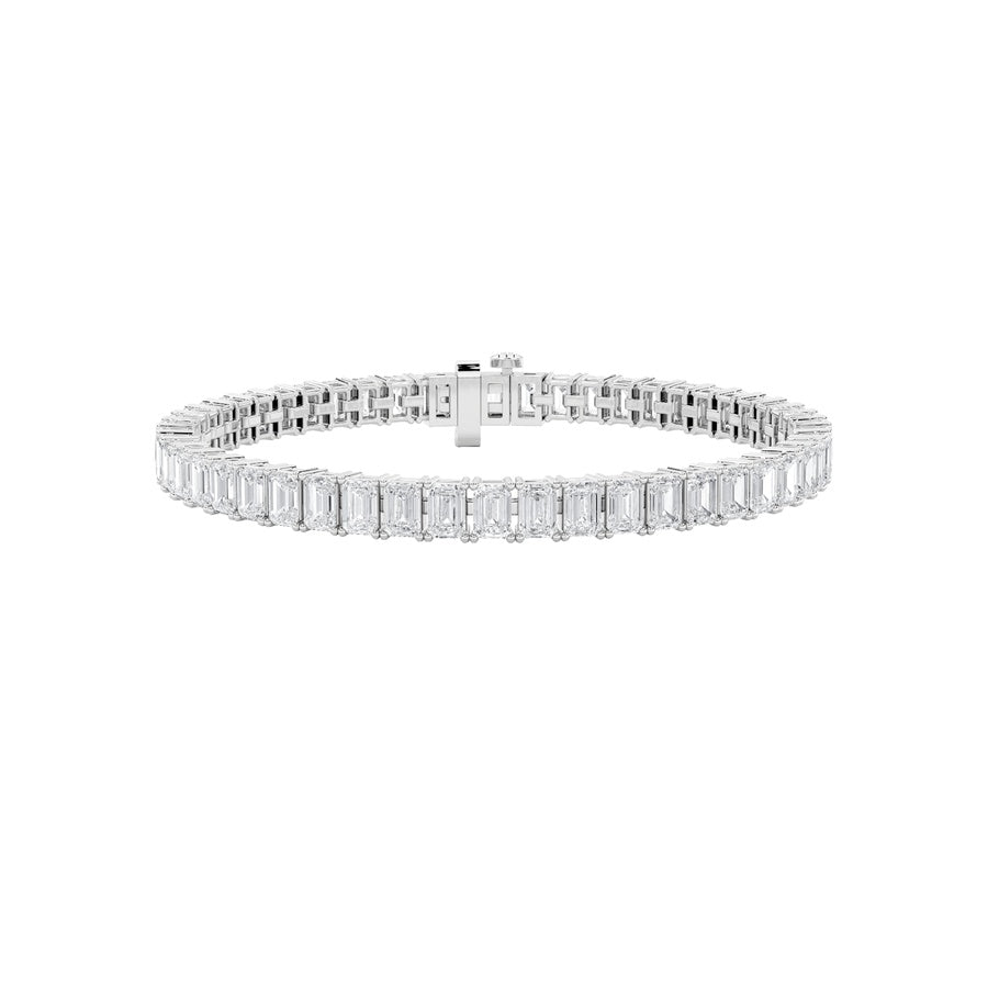 11.25CTW Emerald Shaped Lab Grown Diamond North South Bracelet in 14K Gold (F/VS)