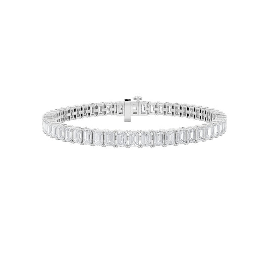 16.75CTW Emerald Shaped Lab Grown Diamond North  South Bracelet in 14K Gold (F/VS)
