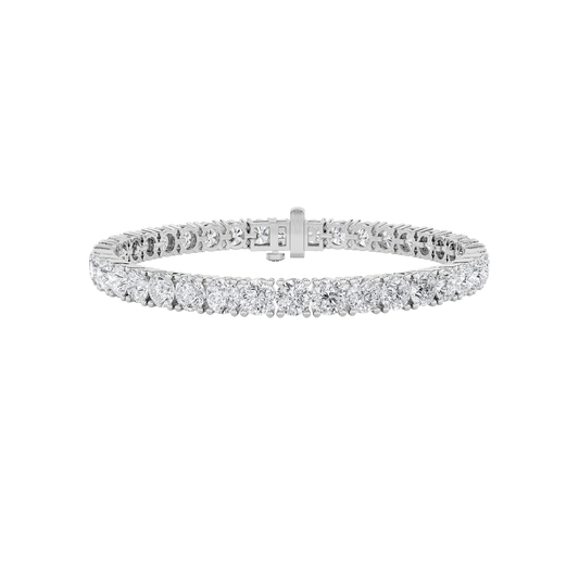 15CTW Round Shaped Lab Grown Diamond Tennis Bracelet in 14K Gold (F/VS)
