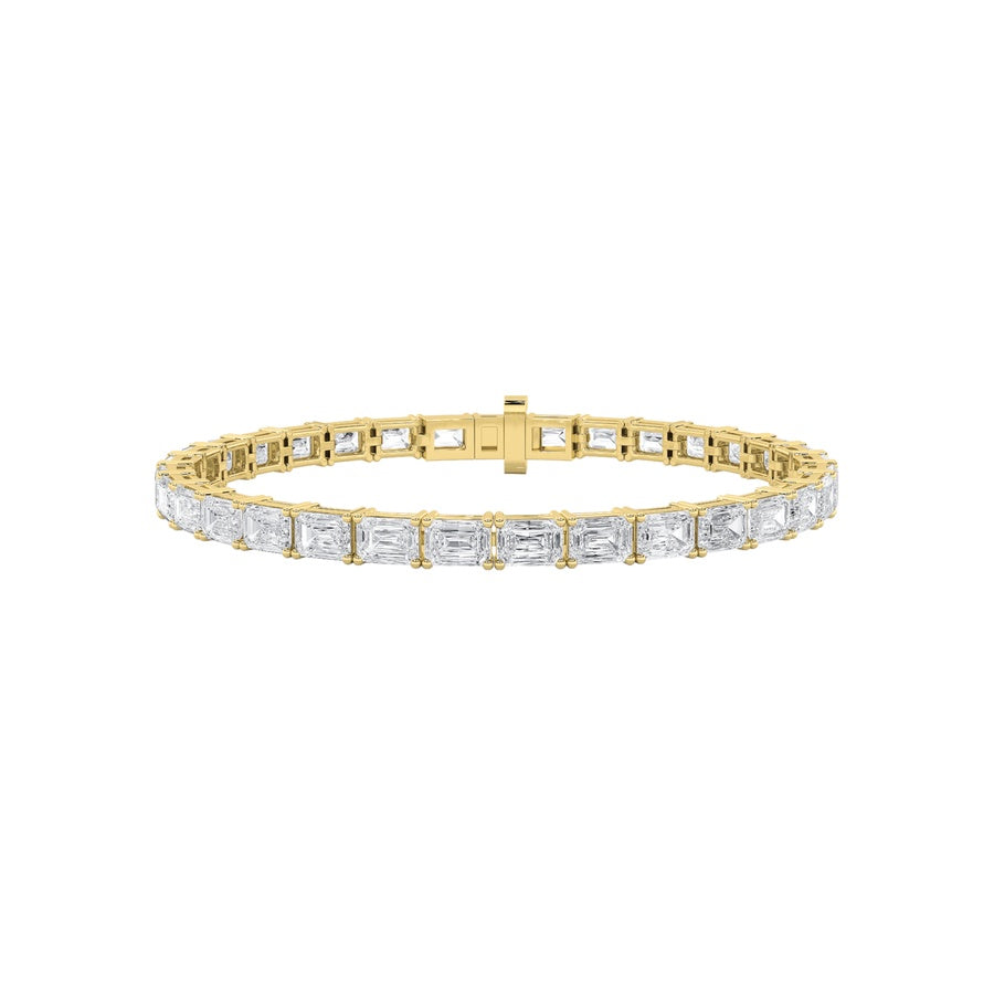 5.25CTW Emerald Shaped Lab Grown Diamond East & West Bracelet in 14K Gold (F/VS)
