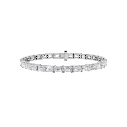 7CTW Emerald Shaped Lab Grown Diamond East & West Bracelet in 14K Gold (F/VS)