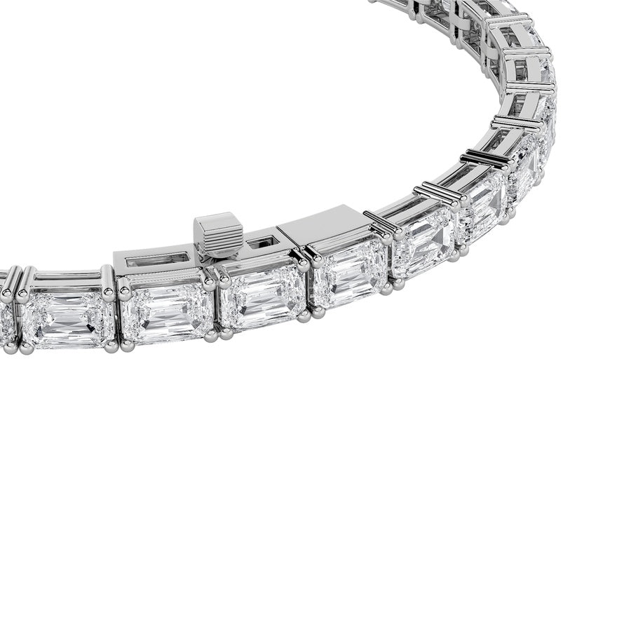 7CTW Emerald Shaped Lab Grown Diamond East & West Bracelet in 14K Gold (F/VS)
