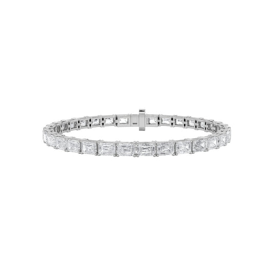 9.75CTW Emerald Shaped Lab Grown Diamond East & West Bracelet in 14K Gold (F/VS)
