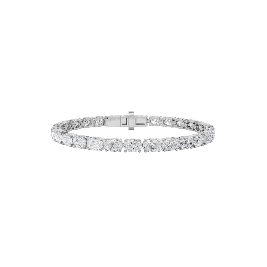 7.5CTW Oval Shaped Lab Grown Diamond East & West Bracelet in 14K Gold (F/VS)