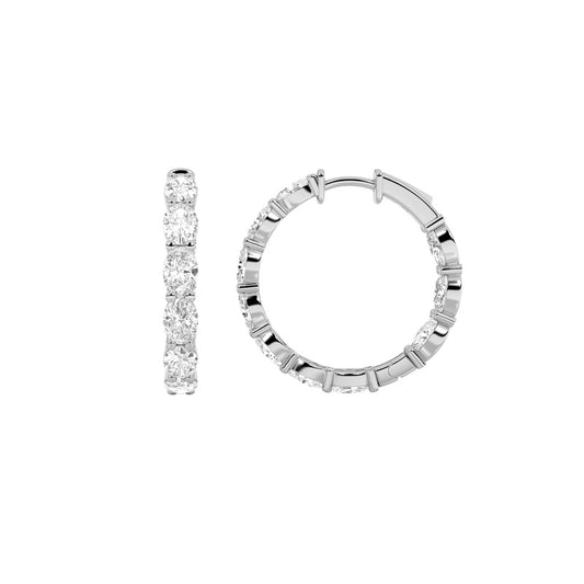 6CTW Oval Shaped Lab Grown Diamond Inside Out Hoop Earrings in 14K Gold (F/VS)