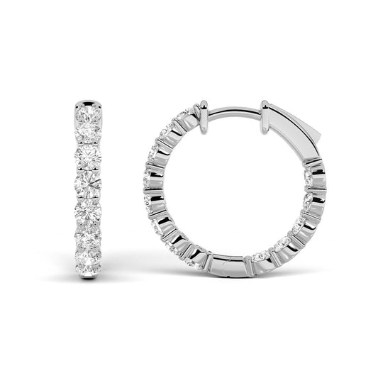 3CTW Round Shaped Lab Grown Diamond Inside Out Hoop Earrings in 14K Gold (F/VS)