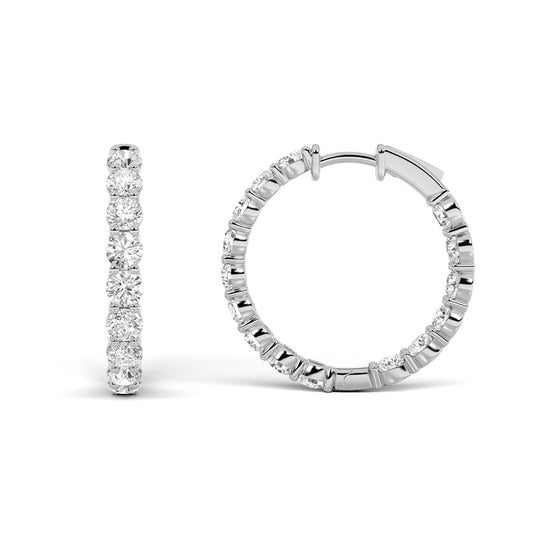 6CTW Round Shaped Lab Grown Diamond Inside Out Hoop Earrings in 14K Gold (F/VS)