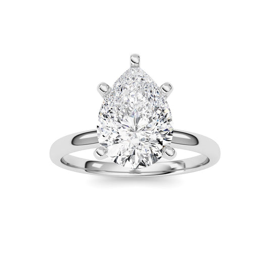 2CTW Pear Shaped Lab Grown Diamond Classic Solitaire Ring in 14K Gold (F/VS)
