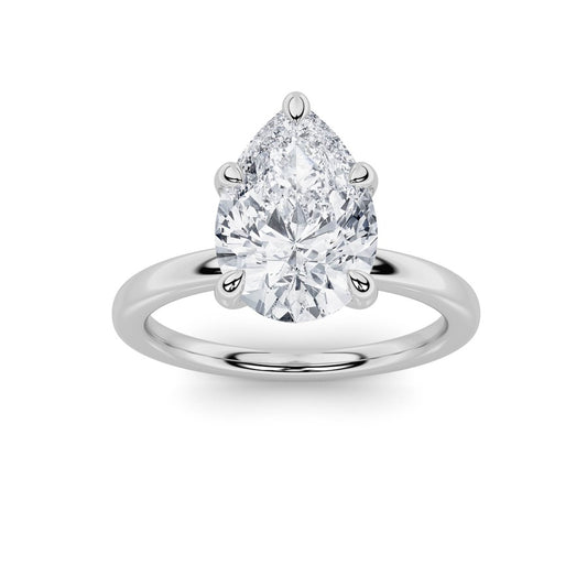 3CTW Pear Shaped Lab Grown Diamond Classic Solitaire Ring in 14K Gold (F/VS)