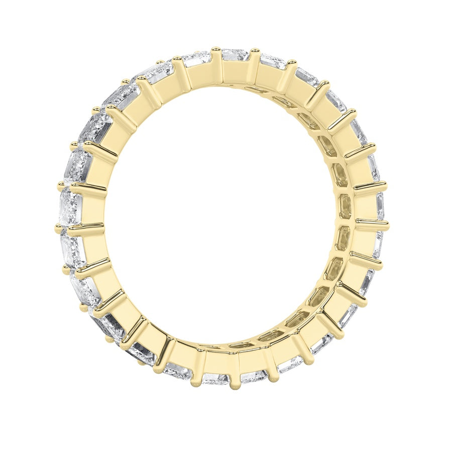 5.25CTW Emerald Shaped Lab Grown Diamond Split Prong Eternity Ring in 14K Gold (F/VS)