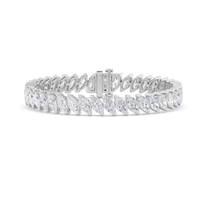 16.5CTW Marquise Shaped Lab Grown Diamond (F/VS) Angled Line Bracelet in 14K Gold