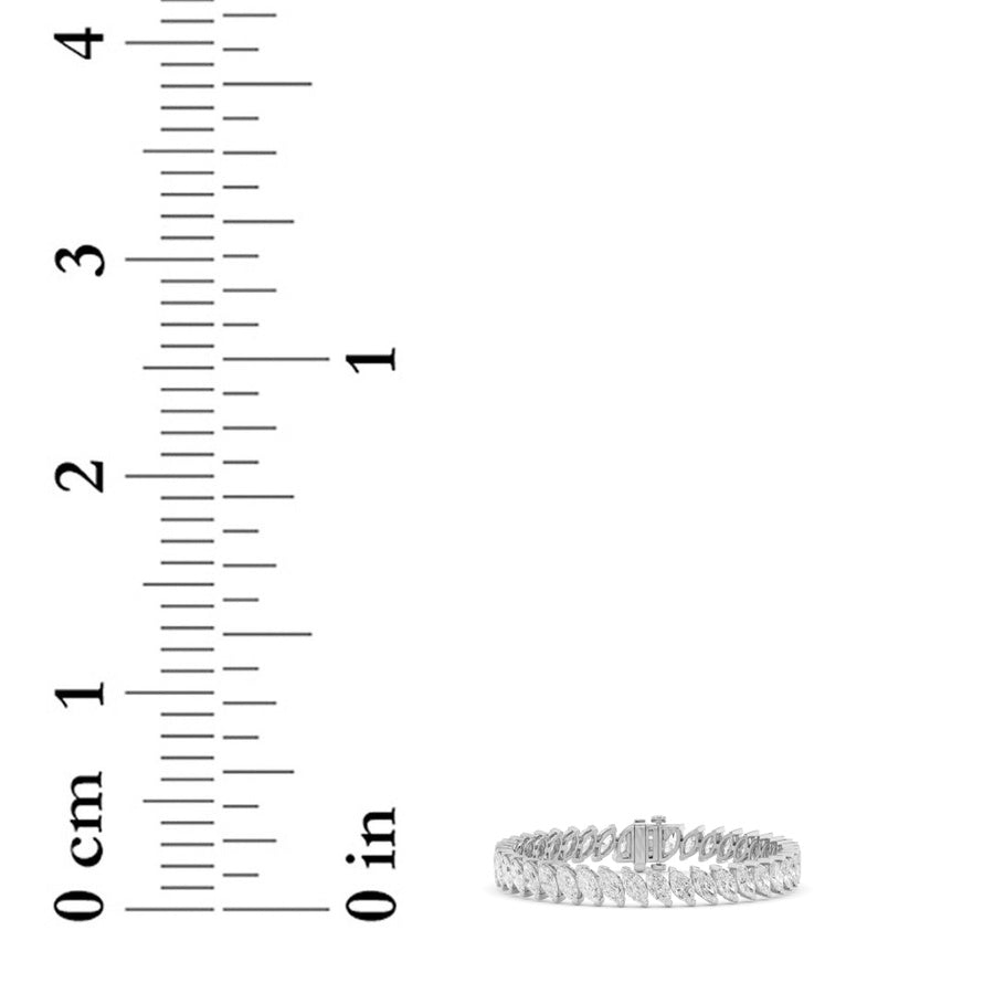 16.5CTW Marquise Shaped Lab Grown Diamond (F/VS) Angled Line Bracelet in 14K Gold