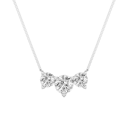 2CTW Round Shaped Lab Grown Diamond (F/VS) Three Stone Necklace in 14K Gold