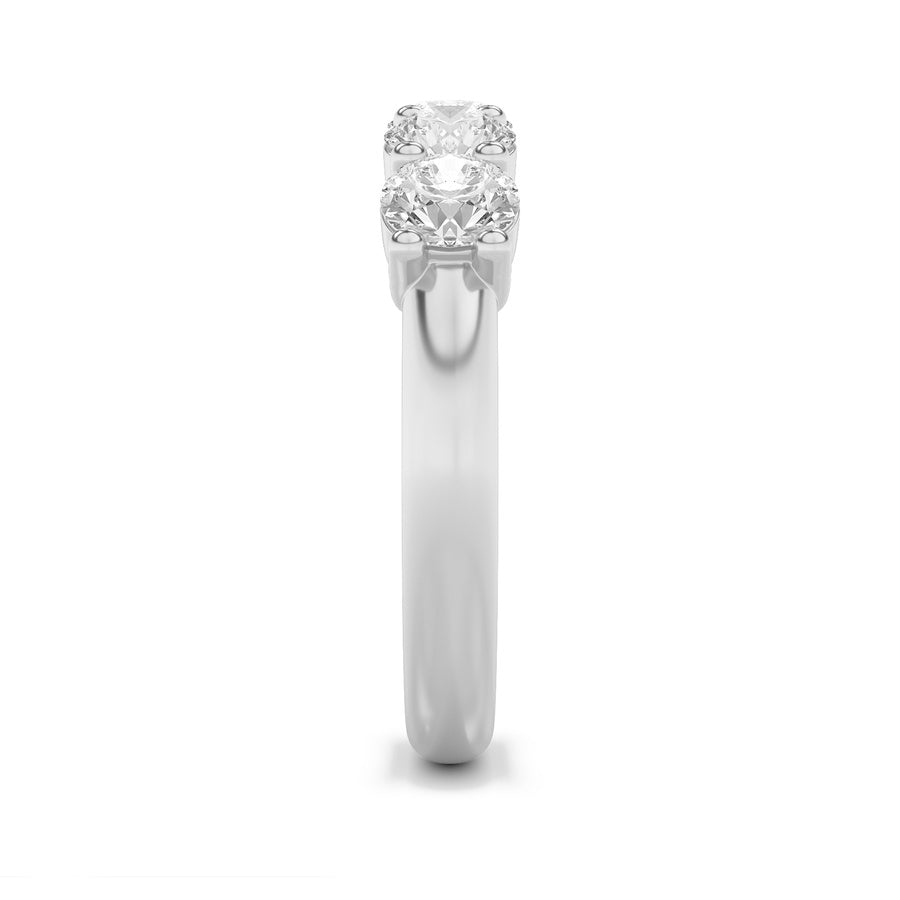 3CTW Round Shaped Lab Grown Diamond (F/VS) Five Stone Band Ring in 14K White Gold