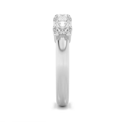 3CTW Round Shaped Lab Grown Diamond (F/VS) Five Stone Band Ring in 14K White Gold