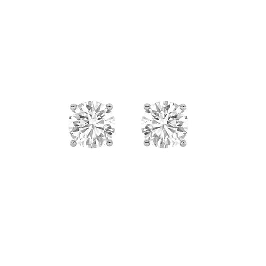 3Cttw Round Shaped Lab Grown Diamond 4 Prong StudEarrings in 14K Gold (G/VS)