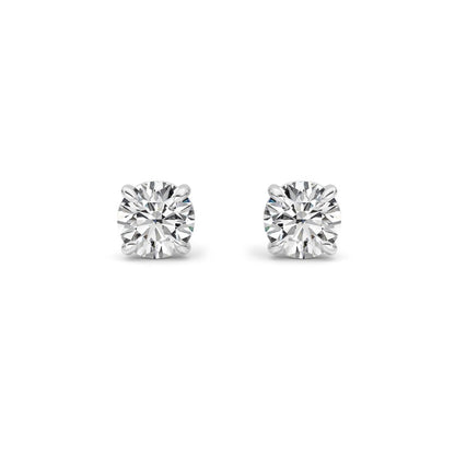 3Cttw Round Shaped Lab Grown Diamond 4 Prong StudEarrings in 14K Gold (G/VS)