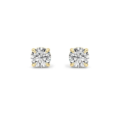 3Cttw Round Shaped Lab Grown Diamond 4 Prong StudEarrings in 14K Gold (G/VS)