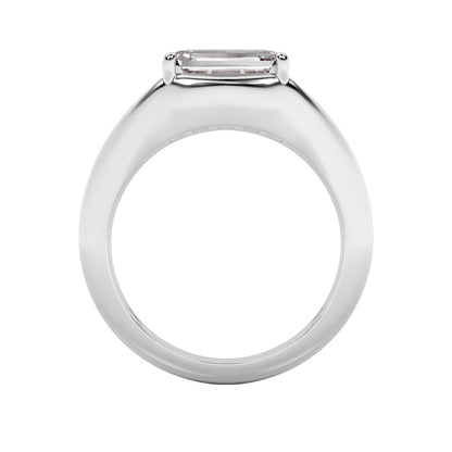 2Cttw Emerald Shaped Lab Grown Diamond (G/VS) East West Solitaire Ring in 14K Gold