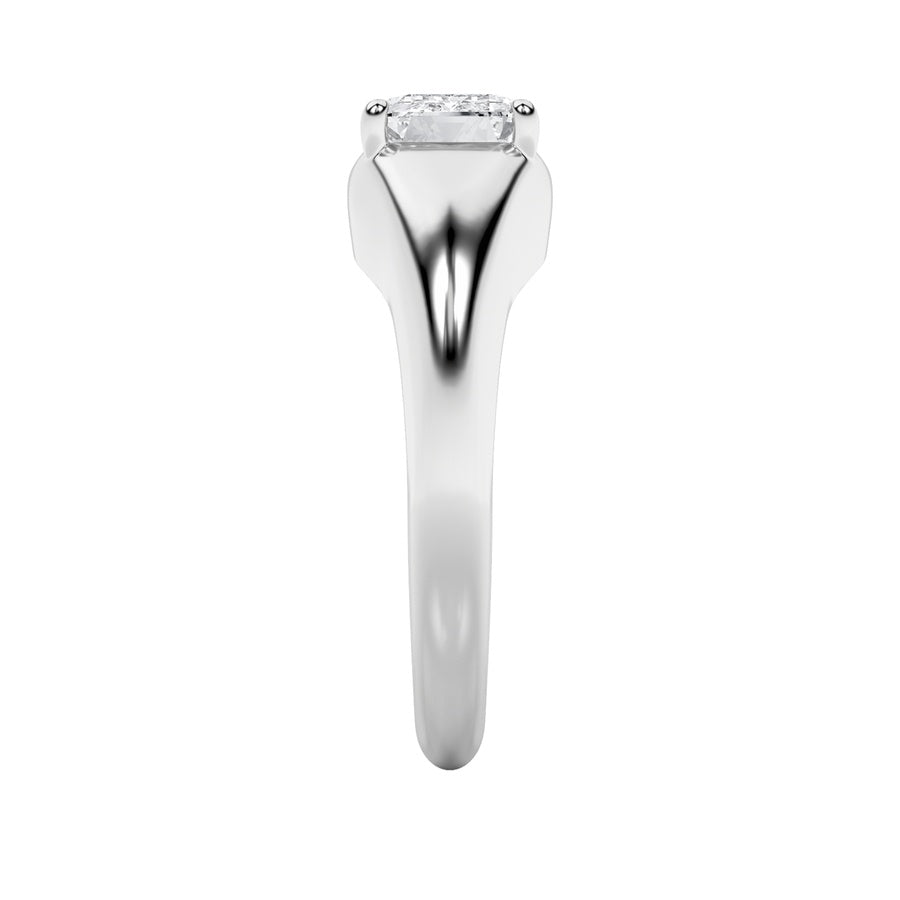 2Cttw Emerald Shaped Lab Grown Diamond (G/VS) East West Solitaire Ring in 14K Gold
