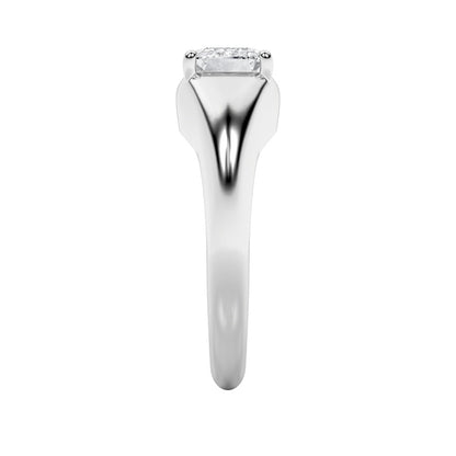 2Cttw Emerald Shaped Lab Grown Diamond (G/VS) East West Solitaire Ring in 14K Gold