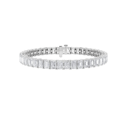 10CTW Emerald Shaped Lab Grown Diamond (F/VS) Bracelet in 14K Gold