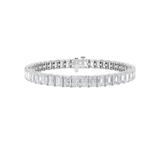 10CTW Emerald Shaped Lab Grown Diamond (F/VS) Bracelet in 14K Gold