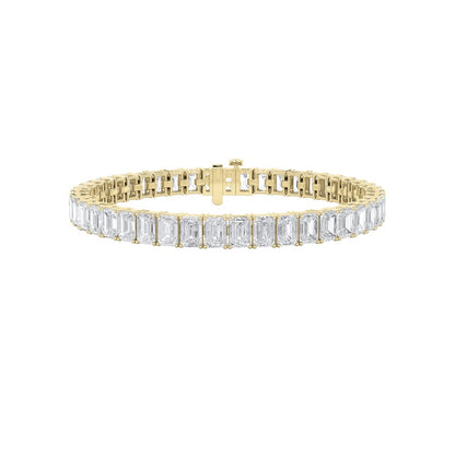 10CTW Emerald Shaped Lab Grown Diamond (F/VS) Bracelet in 14K Gold