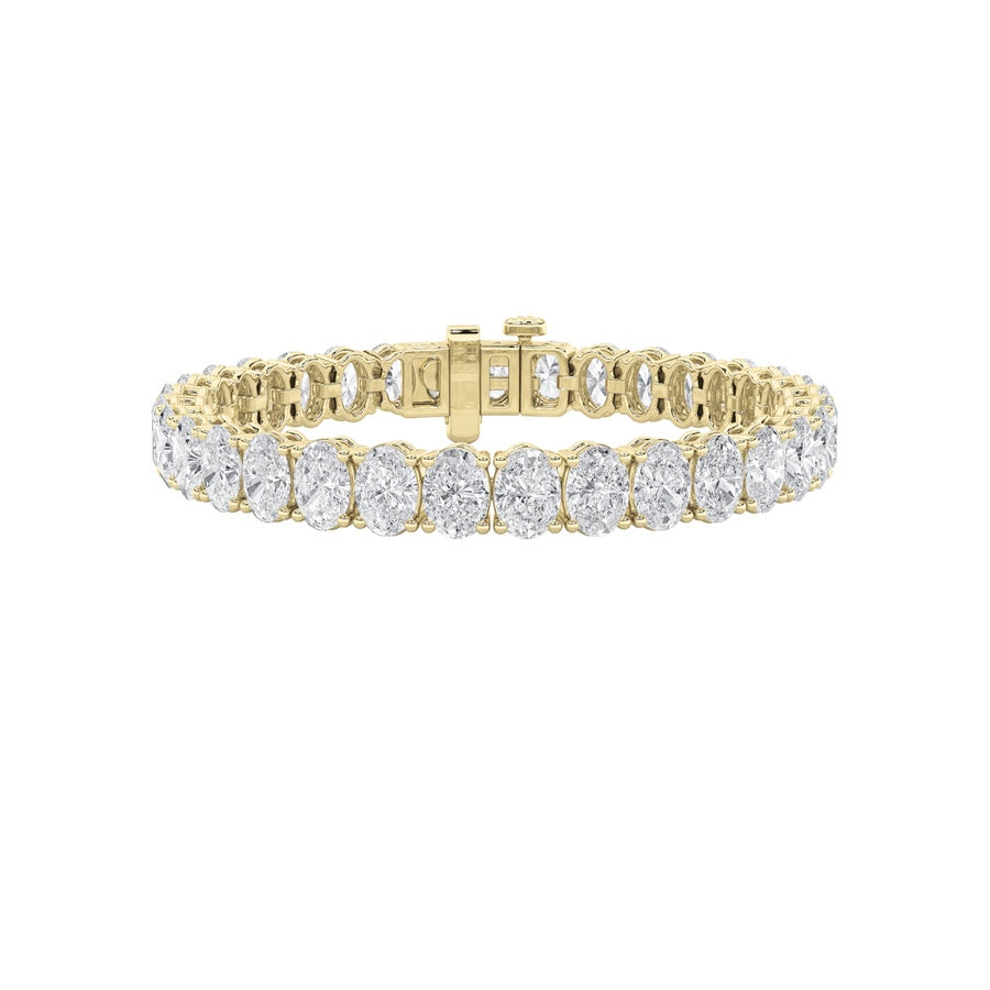15CTW Oval Shaped Lab Grown Diamond North South Bracelet in 14K Gold (F/VS)