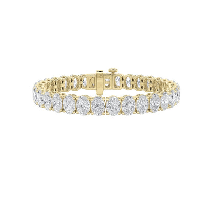 15CTW Oval Shaped Lab Grown Diamond North South Bracelet in 14K Gold (F/VS)